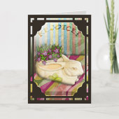 花屋店の窓のイースターのウサギプランター シーズンカード (正面)