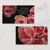 花屋-ピンクのバラの花束の名刺のテンプレート 名刺 (正面/裏面)