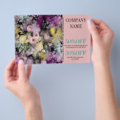 花屋 フラワーショップ 水彩 ピンク 花 チラシ (ハンドル)