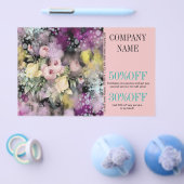 花屋 フラワーリスト 水彩 ピンク 花 チラシ (シングル)