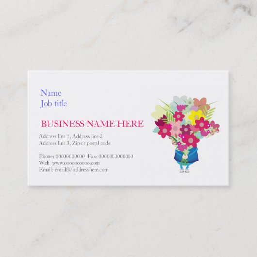 花屋、花のアレンジャー、挨拶状 名刺 (正面)