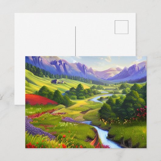 花山と湖 ポストカード (正面/裏面)