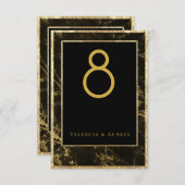 花崗岩とゴールドの夜のウェディングテーブルナンバーカード 招待状 (正面/裏面)