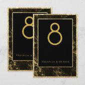 花崗岩と金の夜のウェディングテーブルナンバーカード 招待状 (正面/裏面)