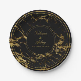 花崗岩と金ゴールド結婚の7インチランチに宿泊 ペーパープレート