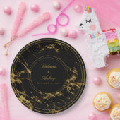 花崗岩と金ゴールド結婚の9インチディナーでの夜 ペーパープレート (パーティー)