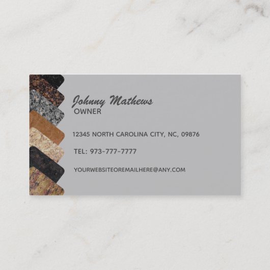 花崗岩のカウンタートップスのスローガン名刺 名刺 (裏面)