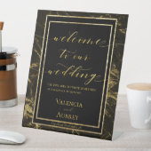 花崗岩の夜と金ゴールドは私たちの結婚の 台座サイン (インサイチュ)