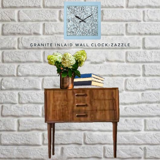 花崗岩の象眼 スクエア壁時計