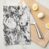花崗岩テクスチャ |黒の大理石の背景 キッチンタオル (四つ折り)