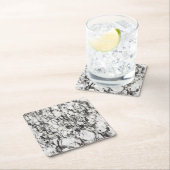 花崗岩テクスチャ |黒の大理石の背景 スクエアペーパーコースター (インサイチュ)