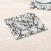 花崗岩テクスチャ |黒の大理石の背景 スクエアペーパーコースター (アングル)