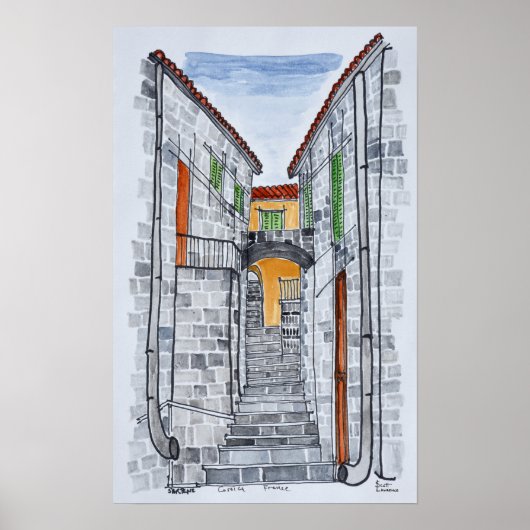 花崗岩建物、サルテン | Corsica，フランス ポスター (正面)