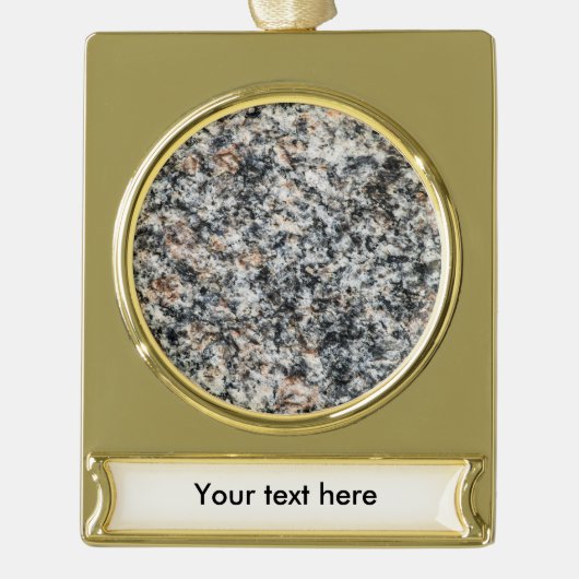 花崗岩 – 懸命岩 ゴールドプレートバナーオーナメント (正面)