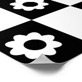 花市松模様に形白黒モダン正方形 ポスター (角)