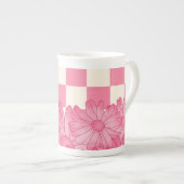 花市松模様に柄コケット専門マグカップ ボーンチャイナマグカップ (正面右)