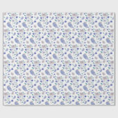 花帽子をかぶったかわいいスズメ ラッピングペーパー (フラット)