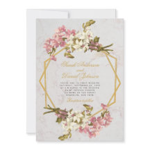 花幾何学模様大理石ゴールドピンク蘭の結婚式