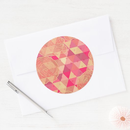 花幾何学模様 ラウンドシール (封筒)