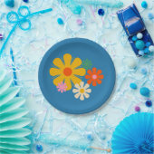 花座レトロミニマルカラフルフローラ ペーパープレート (パーティー)