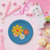 花座レトロミニマルカラフルフローラ ペーパープレート (パーティー)