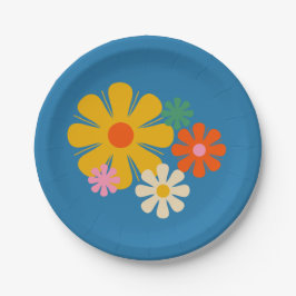 花座レトロミニマルカラフルフローラ ペーパープレート