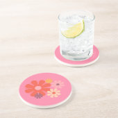 花座レトロミニマル花柄ピンク コースター (側面)