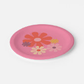 花座レトロミニマル花柄ピンク ペーパープレート (アングル)