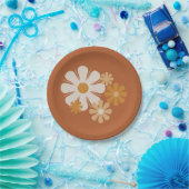 花座レトロミニマル花柄 ペーパープレート (パーティー)