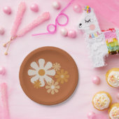 花座レトロミニマル花柄 ペーパープレート (パーティー)