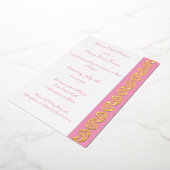 花弁ピンクのフォイルに甘いペイズリーハート招待状 箔招待状 (回転した状態)