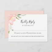 花弁ピンクフローラ結婚の食物アレルギーRSVPカード 出欠カード (正面/裏面)