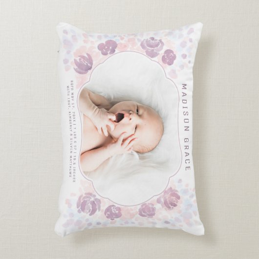 花弁ベビーガール誕生発表カスタム写真 アクセントクッション (正面(垂直))