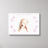 花弁ベビーガール誕生発表カスタム写真 キャンバスプリント (正面)