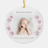 花弁ベビーガール誕生発表カスタム写真 セラミックオーナメント (正面)