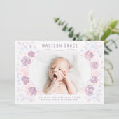 花弁ベビーガール誕生発表写真カード 案内状 (スタンド正面)
