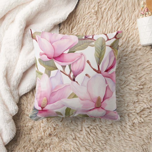 花弁大型ピンクマグノリア花投げ枕 クッション (ブランケット)