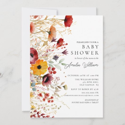 花弁完成ベビーシャワー招待状 招待状 (正面)