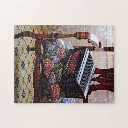 花弁座付き椅子のアコーディオンのボタン ジグソーパズル (横)