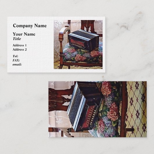 花弁座付き椅子のアコーディオンのボタン 名刺 (正面/裏面)