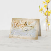 花弁結婚バラの祝いの指輪 カード (黄色い花)