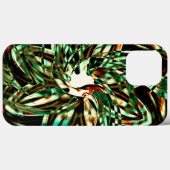 花形のメタリックな緑ストライプの、光沢のあるセピア Case-Mate iPhoneケース (裏面 (横))