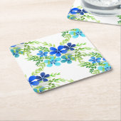 花忘れのない青 スクエアペーパーコースター (アングル)