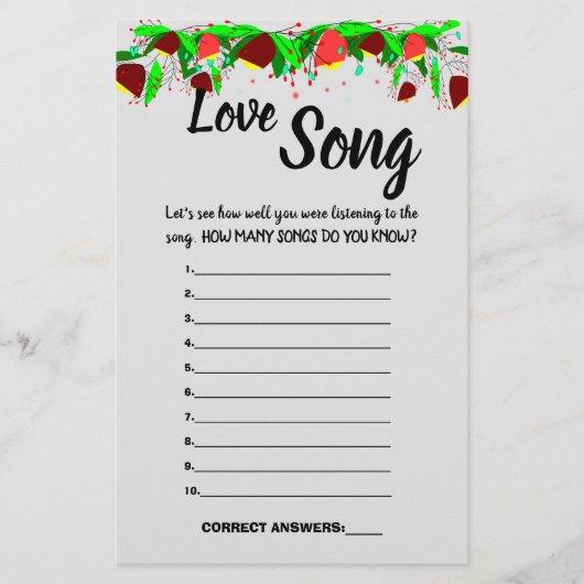 花恋ソングシャワーゲームカードフライヤー チラシ (正面)