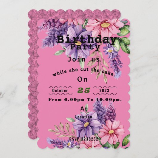 花恋人の誕生日招待状 招待状 (正面/裏面)