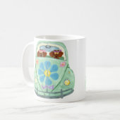 花愛可動装置のダックスフントのヒッピー コーヒーマグカップ (正面左)