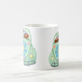 花愛可動装置のダックスフントのヒッピー コーヒーマグカップ (中央)