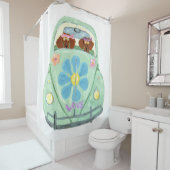 花愛可動装置のダックスフントのヒッピー シャワーカーテン (インサイチュ)