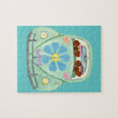 花愛可動装置のダックスフントのヒッピー ジグソーパズル (横)