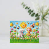 花感じ園の犬と子供 ポストカード (スタンド正面)